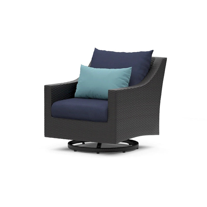 Ensemble Deco 5 pièces de fauteuils de jardin pivotants en aluminium avec poufs