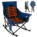 Fauteuil de camping chauffant surdimensionné, Fauteuil de camping à bascule, Chaises chauffantes portables et pliantes, Batterie externe non incluse, Bleu et noir