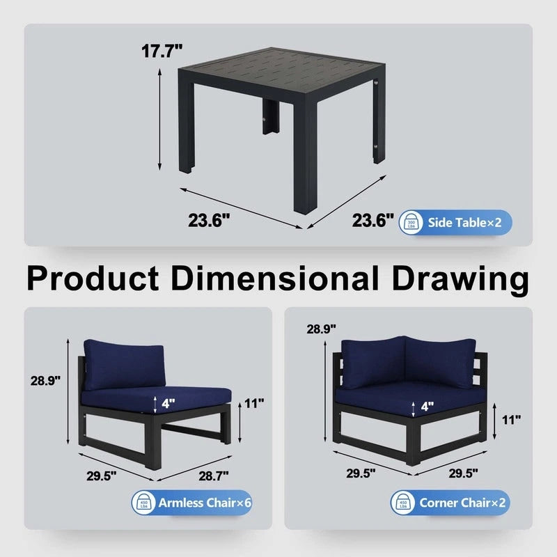 FINCATI Salon de Jardin Modulable d'Extérieur en Aluminium avec Table