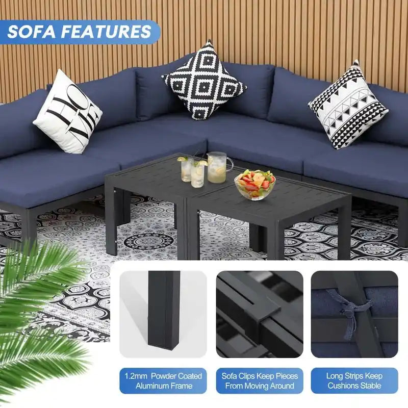 FINCATI Salon de Jardin Modulable d'Extérieur en Aluminium avec Table