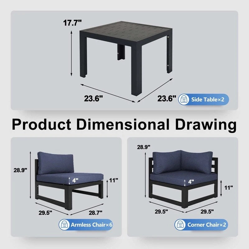 FINCATI Salon de Jardin Modulable d'Extérieur en Aluminium avec Table