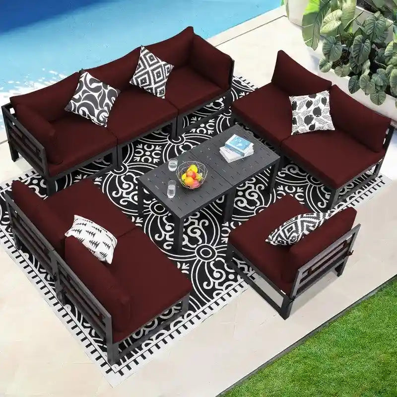 FINCATI Salon de Jardin Modulable d'Extérieur en Aluminium avec Table