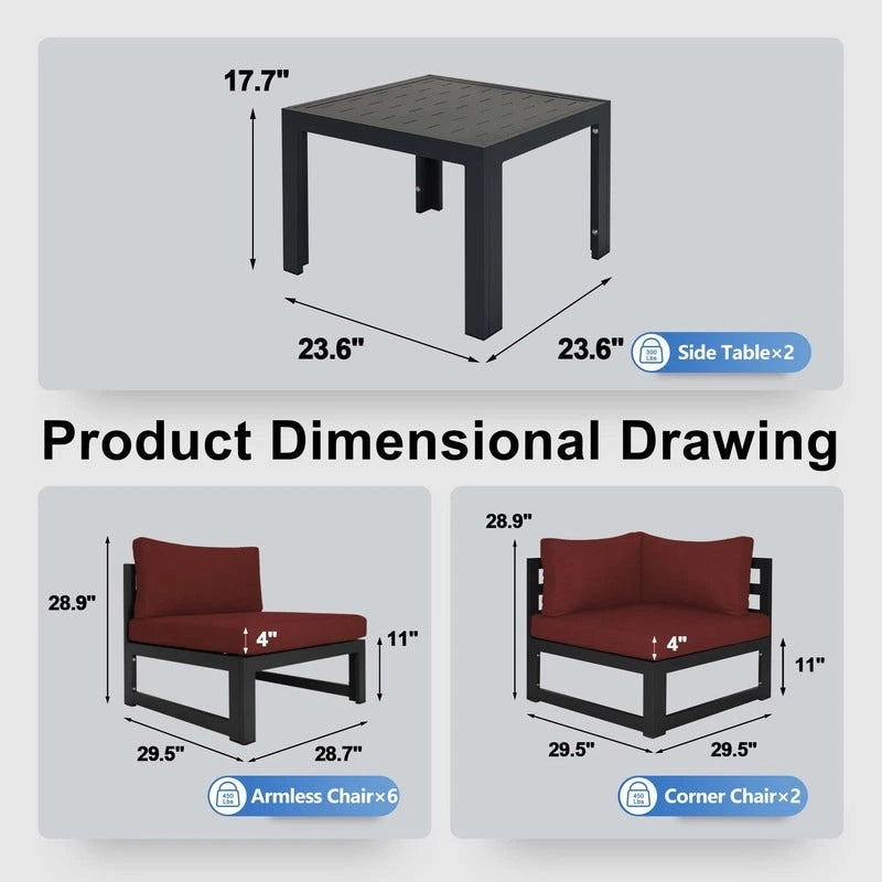 FINCATI Salon de Jardin Modulable d'Extérieur en Aluminium avec Table