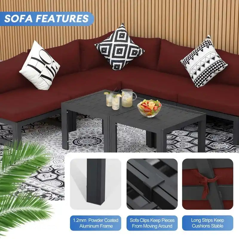 FINCATI Salon de Jardin Modulable d'Extérieur en Aluminium avec Table
