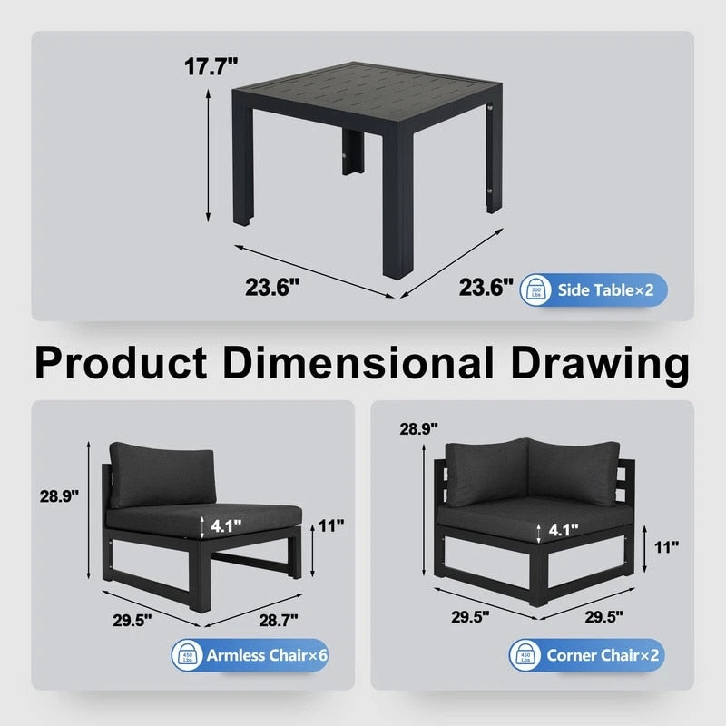 FINCATI Salon de Jardin Modulable d'Extérieur en Aluminium avec Table