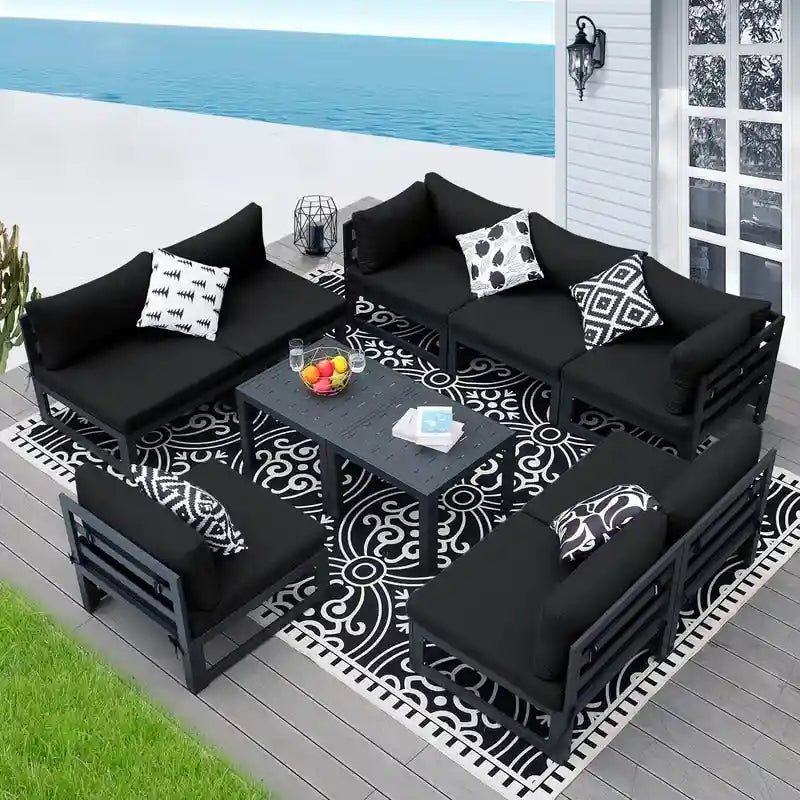 FINCATI Salon de Jardin Modulable d'Extérieur en Aluminium avec Table