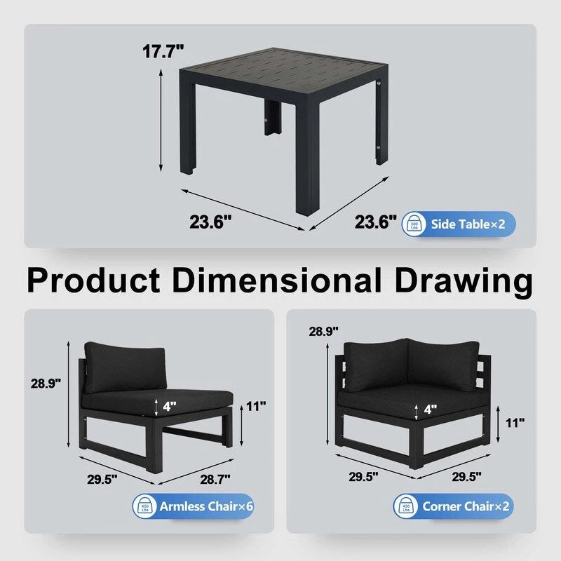 FINCATI Salon de Jardin Modulable d'Extérieur en Aluminium avec Table