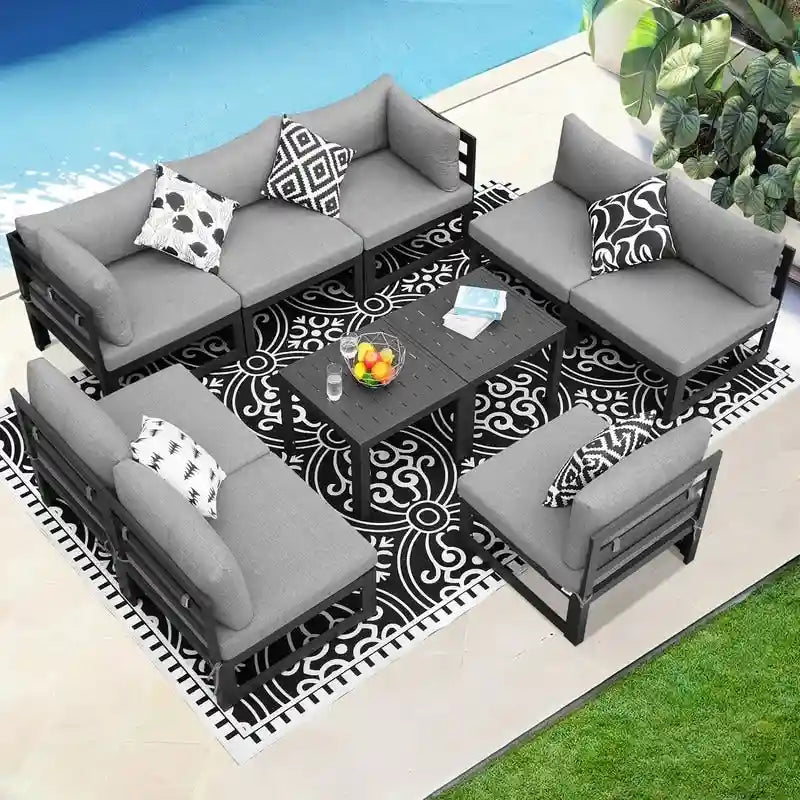 FINCATI Salon de Jardin Modulable d'Extérieur en Aluminium avec Table