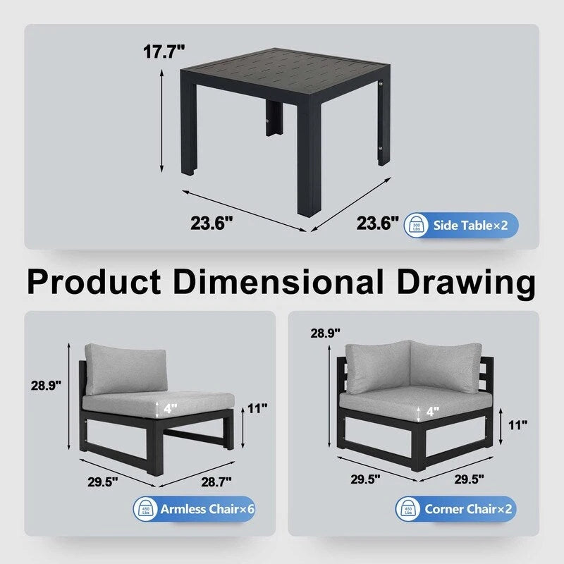 FINCATI Salon de Jardin Modulable d'Extérieur en Aluminium avec Table
