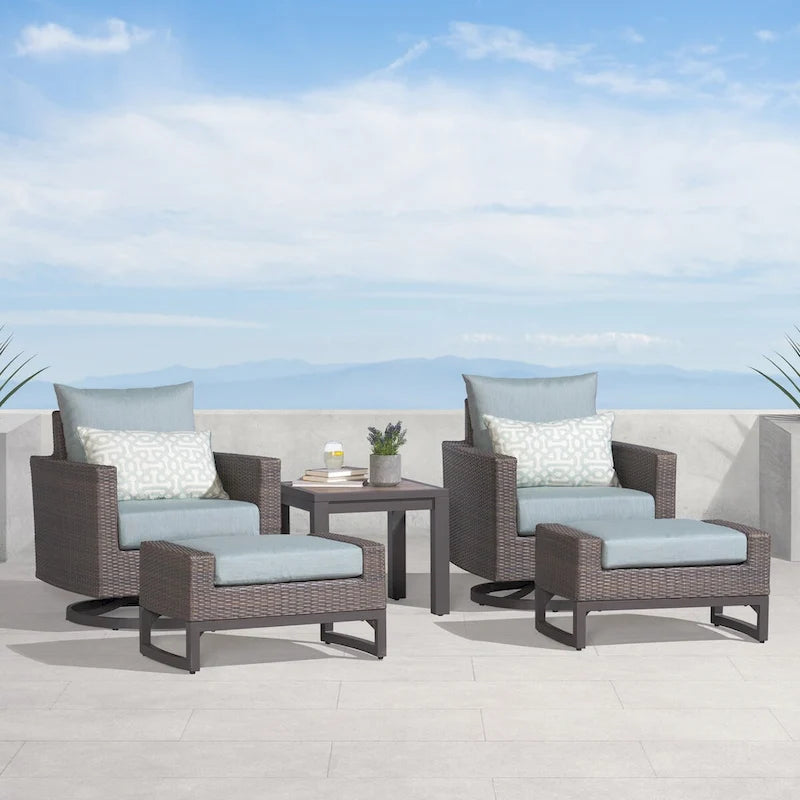 Milea 5 Piece Sunbrella Outdoor Patio Club Seating Set