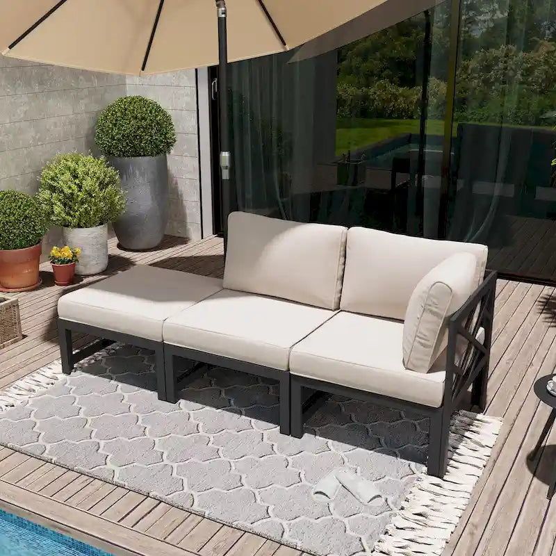Canapé de jardin modulable avec coussins Pellebant