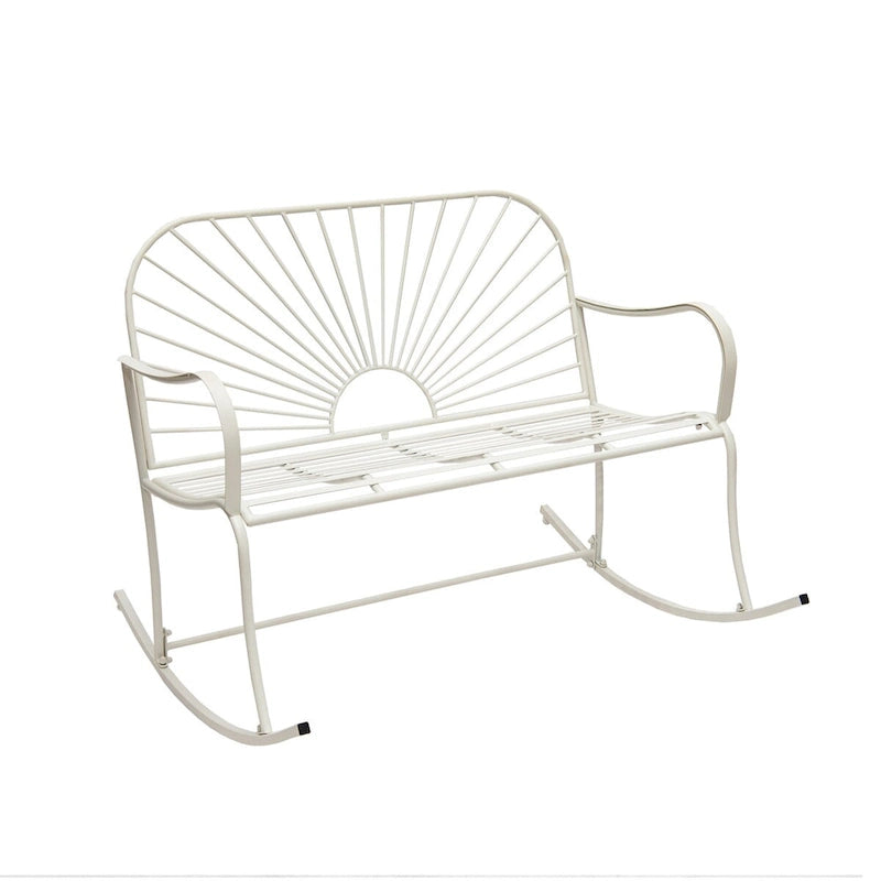 Banc à bascule d'intérieur/extérieur XBrand en fer à motif soleil, 44,5 L, pour deux personnes