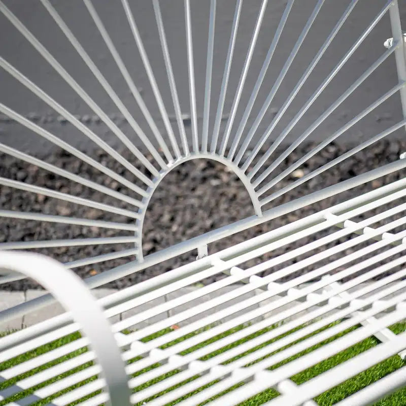 Banc à bascule d'intérieur/extérieur XBrand en fer à motif soleil, 44,5 L, pour deux personnes