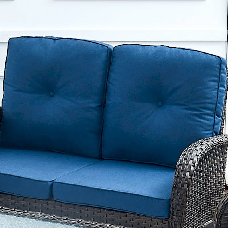 Ensemble de canapés de patio avec fauteuil à bascule et table - Marron