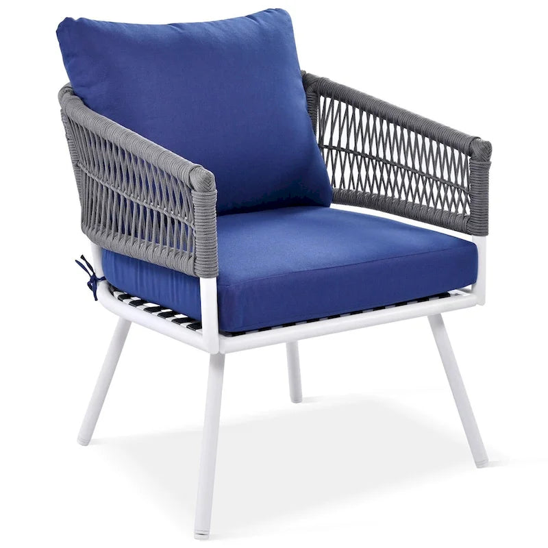 Ensemble de mobilier de jardin 4 pièces, mobilier d'extérieur avec table en bois d'acacia, ensemble de conversation de patio avec coussins