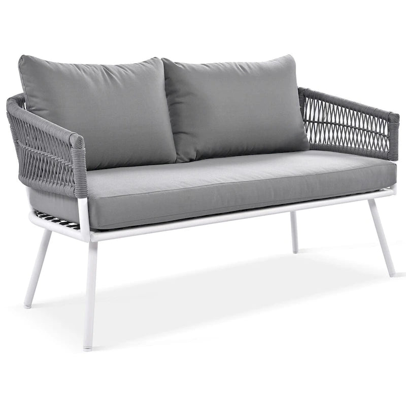 Ensemble de mobilier de jardin 4 pièces, mobilier d'extérieur avec table en bois d'acacia, ensemble de conversation de patio avec coussins