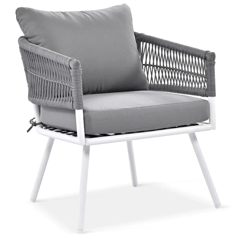 Ensemble de mobilier de jardin 4 pièces, mobilier d'extérieur avec table en bois d'acacia, ensemble de conversation de patio avec coussins