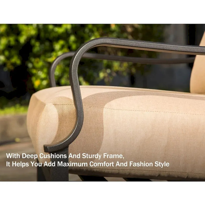 Ensemble de salle à manger d'extérieur : Salon de jardin 4 pièces avec design vintage et coussins amovibles