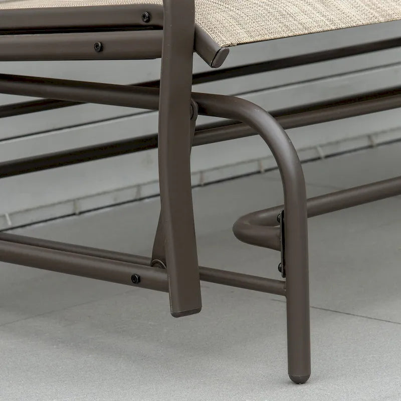 Banc planeur d'extérieur avec table centrale, tissu maillé respirant