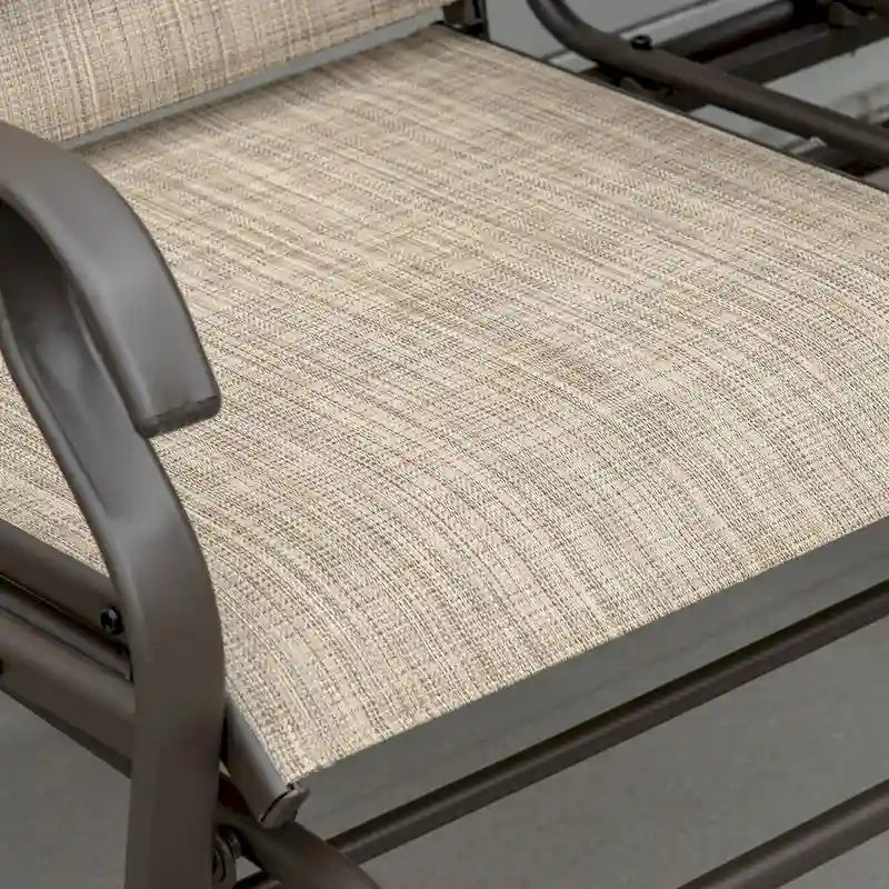 Banc planeur d'extérieur avec table centrale, tissu maillé respirant