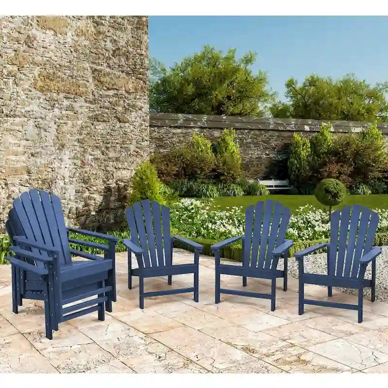 Chaise Adirondack empilable Vrakae de 6 pièces en PEHD résistant aux intempéries pour patio