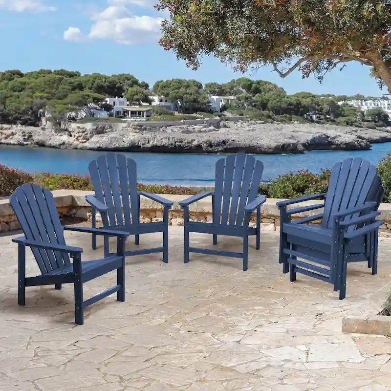 Chaise Adirondack empilable Vrakae de 6 pièces en PEHD résistant aux intempéries pour patio