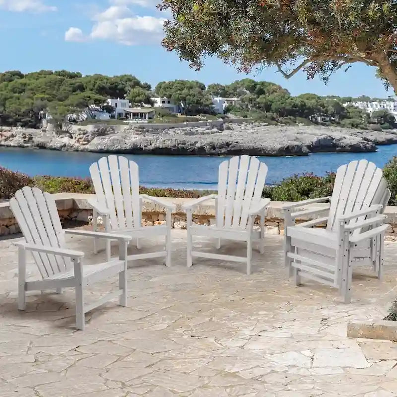 Chaise Adirondack empilable Vrakae de 6 pièces en PEHD résistant aux intempéries pour patio