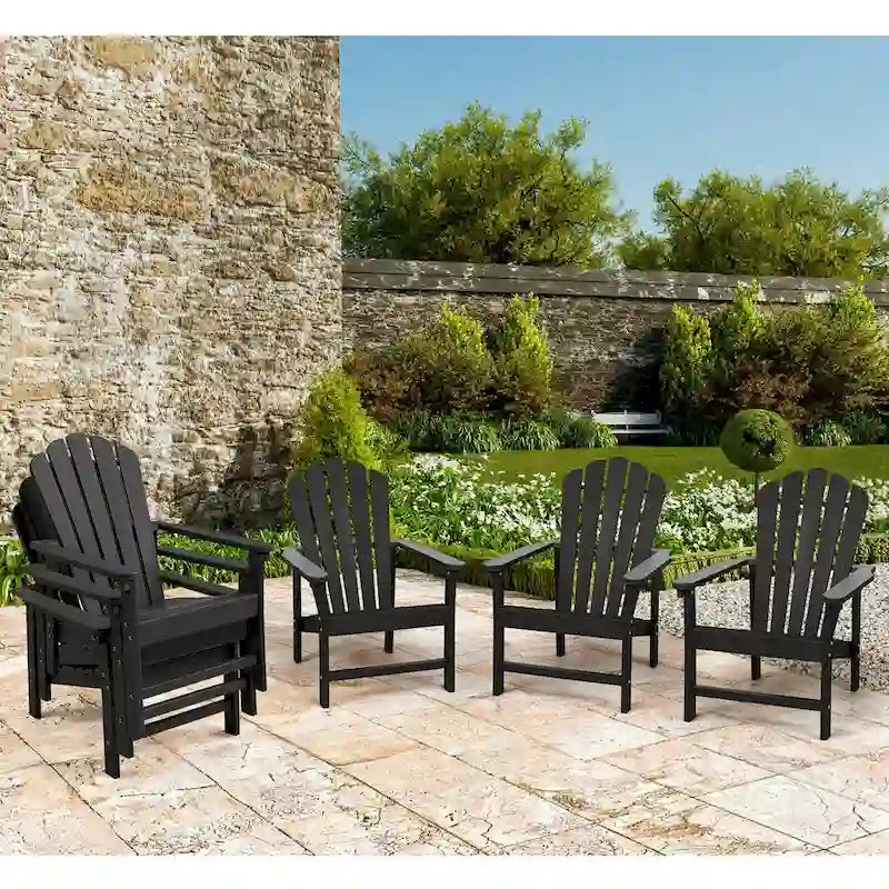 Chaise Adirondack empilable Vrakae de 6 pièces en PEHD résistant aux intempéries pour patio