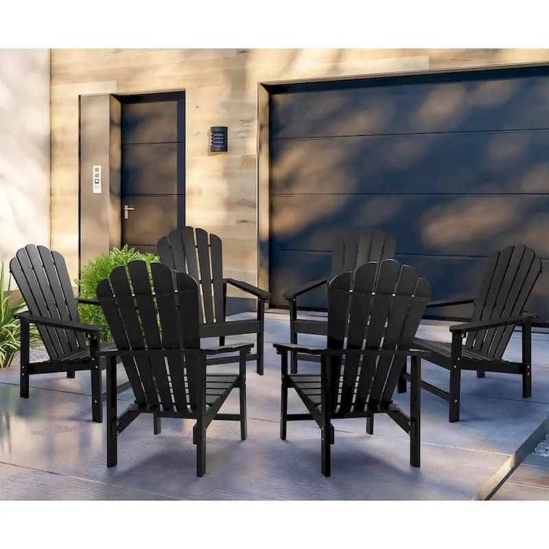 Chaise Adirondack empilable Vrakae de 6 pièces en PEHD résistant aux intempéries pour patio