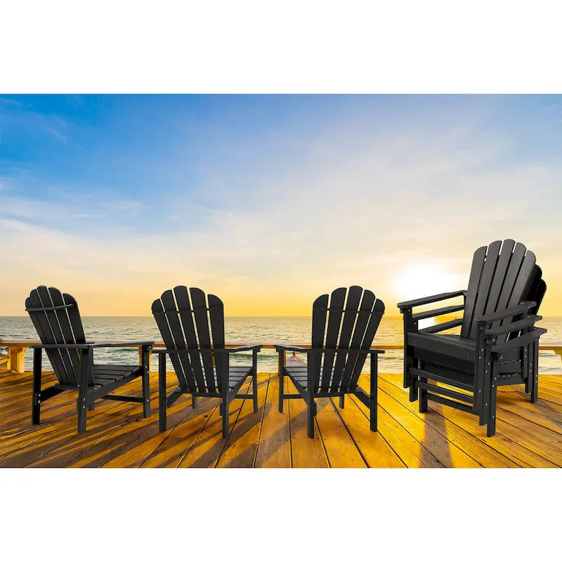Chaise Adirondack empilable Vrakae de 6 pièces en PEHD résistant aux intempéries pour patio
