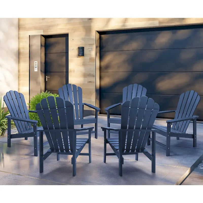 Chaise Adirondack empilable Vrakae de 6 pièces en PEHD résistant aux intempéries pour patio