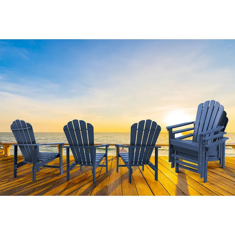 Chaise Adirondack empilable Vrakae de 6 pièces en PEHD résistant aux intempéries pour patio