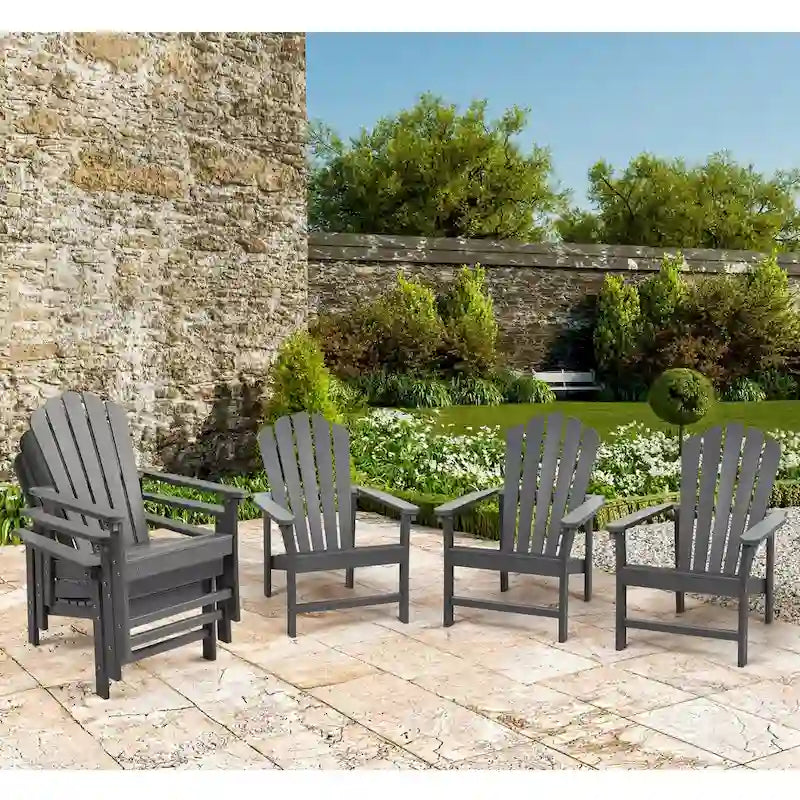 Chaise Adirondack empilable Vrakae de 6 pièces en PEHD résistant aux intempéries pour patio