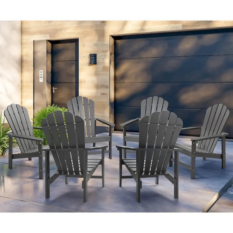 Chaise Adirondack empilable Vrakae de 6 pièces en PEHD résistant aux intempéries pour patio