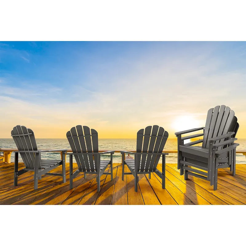 Chaise Adirondack empilable Vrakae de 6 pièces en PEHD résistant aux intempéries pour patio