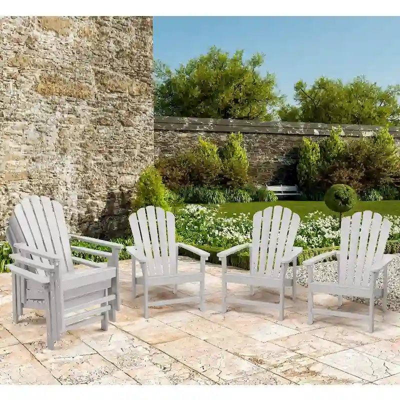 Chaise Adirondack empilable Vrakae de 6 pièces en PEHD résistant aux intempéries pour patio