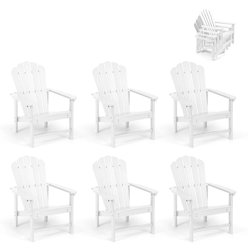 Chaise Adirondack empilable Vrakae de 6 pièces en PEHD résistant aux intempéries pour patio