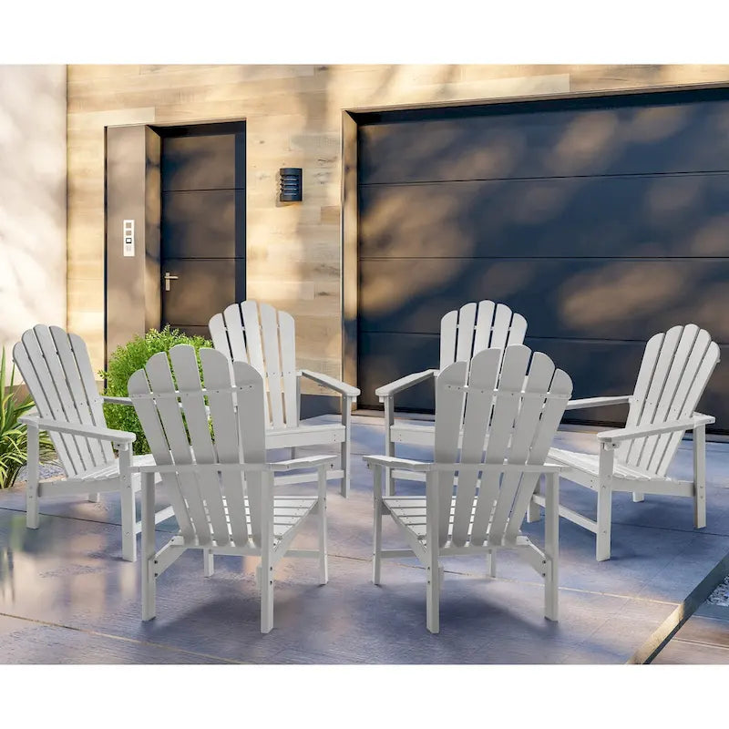 Chaise Adirondack empilable Vrakae de 6 pièces en PEHD résistant aux intempéries pour patio