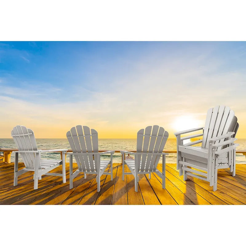 Chaise Adirondack empilable Vrakae de 6 pièces en PEHD résistant aux intempéries pour patio