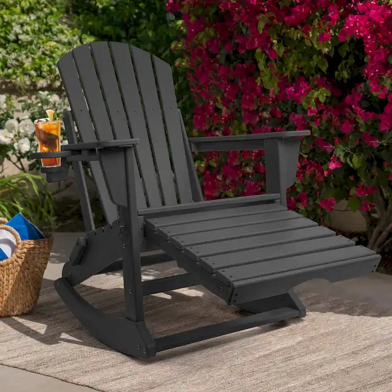 Chaise Adirondack pliante et à bascule Vrakae avec repose-pieds