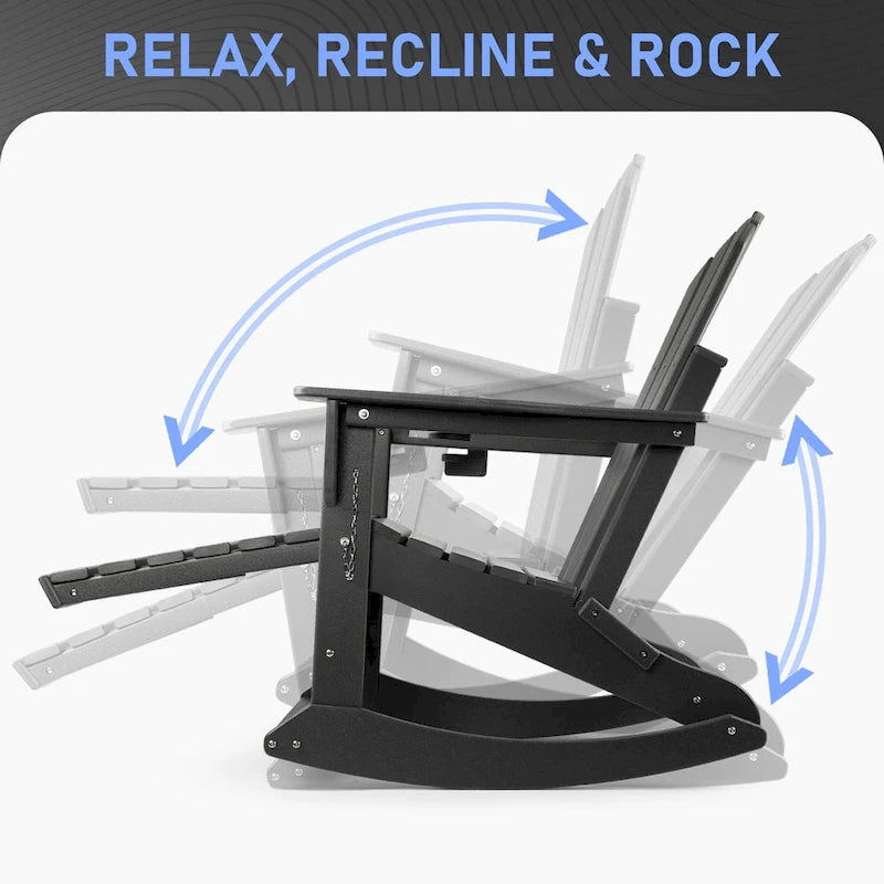 Chaise Adirondack pliante et à bascule Vrakae avec repose-pieds