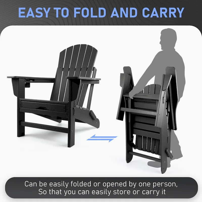Chaise Adirondack pliante et à bascule Vrakae avec repose-pieds