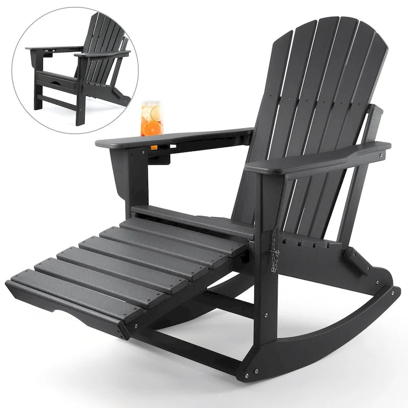 Chaise Adirondack pliante et à bascule Vrakae avec repose-pieds