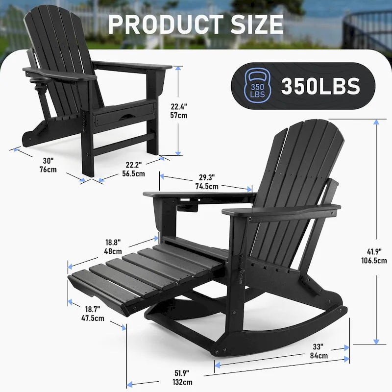Chaise Adirondack pliante et à bascule Vrakae avec repose-pieds
