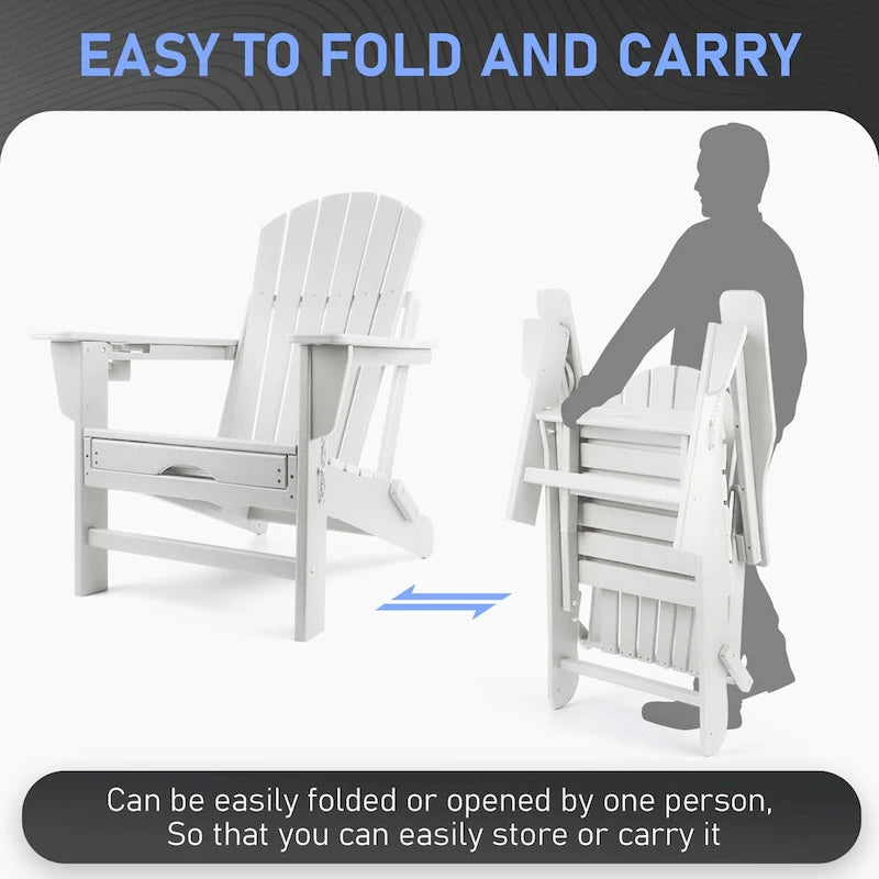 Chaise Adirondack pliante et à bascule Vrakae avec repose-pieds