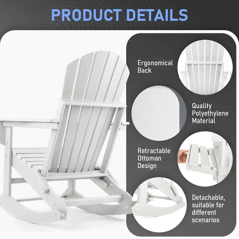 Chaise Adirondack pliante et à bascule Vrakae avec repose-pieds