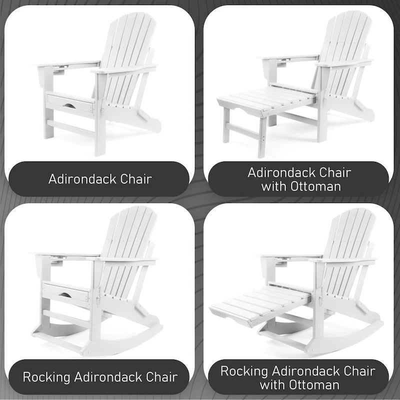 Chaise Adirondack pliante et à bascule Vrakae avec repose-pieds
