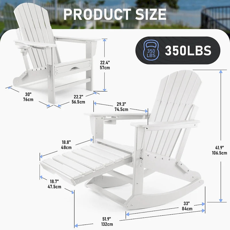 Chaise Adirondack pliante et à bascule Vrakae avec repose-pieds