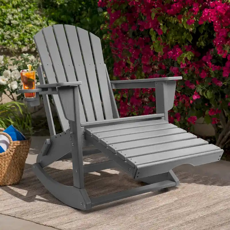 Chaise Adirondack pliante et à bascule Vrakae avec repose-pieds