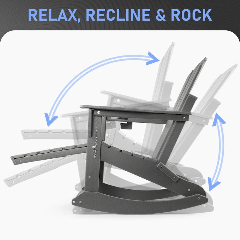 Chaise Adirondack pliante et à bascule Vrakae avec repose-pieds